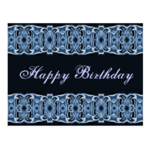 Happy Birthday blue black Post Card