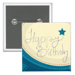 happy Birthday blue button buttons