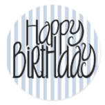 Happy Birthday Blue Stripes Sticker