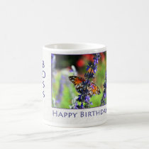 Happy Birthday Boss Floral Butterfly mugs