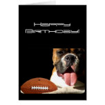 Happy Birthday Boxer with football greeting card