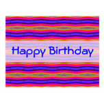 Happy Birthday bright pink blue Postcard