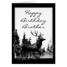 Happy Birthday Brother Vintage Stag, Deer Greeting Cards