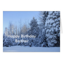 Happy Birthday Brother-winter morning tree scene Cards