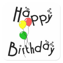 Happy Birthday Bubbles - D7 Square Stickers