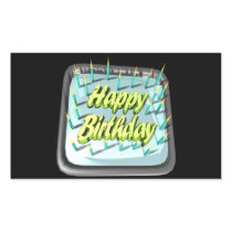 Happy Birthday Cake Rectangular Stickers