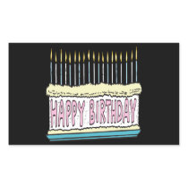 Happy Birthday Cake Rectangular Sticker