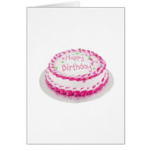 Happy birthday cake with pink frosting cards