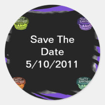 Happy Birthday Cake Zebra Custom Colour Round Stickers