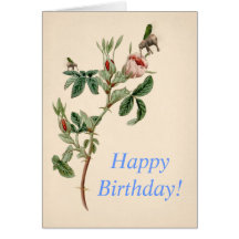 Happy Birthday card - roses and cute elephants