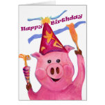Happy Birthday Celebration Pig Card