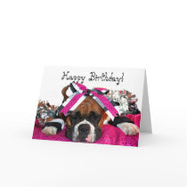 Happy Birthday Cheerleader Boxer greeting card