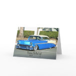 Happy Birthday Classic Blue car greeting card