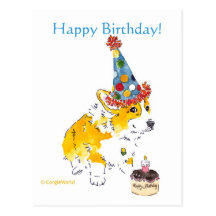 Happy Birthday Corgi Postcard