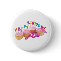 Happy Birthday Cupcake and Candles Pin
