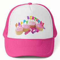 Happy Birthday Cupcake and Candles Trucker Hat