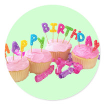 Happy Birthday Cupcake and Candles Sticker