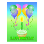 Happy Birthday Cupcake Balloons Postcard