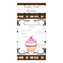 Happy Birthday Cupcake Custom Photo Card