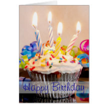 Happy Birthday Cupcake with Candles Cards