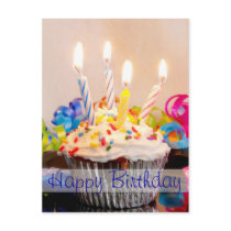 Happy Birthday Cupcake with Candles Post Card