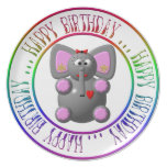 Happy Birthday - Cute Elephant with Earrings plate