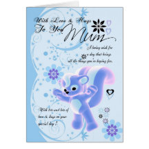 Happy Birthday Cute Mum Card blue flowers cute