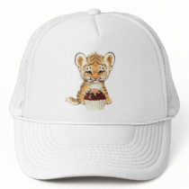 Happy Birthday - Cute Tiger with Cupcake Trucker Hats