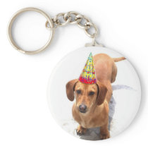 Happy Birthday Dachshund Keychain