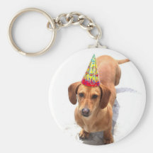 Happy Birthday Dachshund Keychain