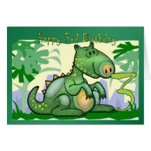 Happy Birthday Dinosaur Card 3rd Birthday