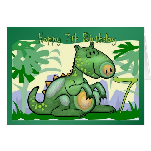 Happy Birthday Dinosaur Card 7th Birthday