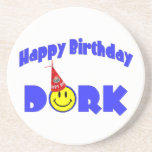 Happy Birthday Dork Party Hat Drink Coaster