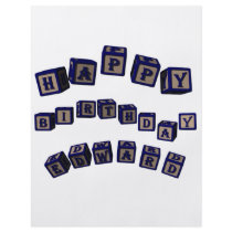 Happy Birthday Edward toy blocks in blue. Full Color Flyer