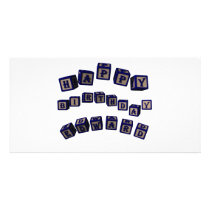 Happy Birthday Edward toy blocks in blue. Photo Cards