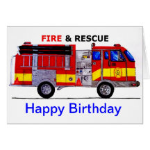 Happy Birthday Fire Truck Card
