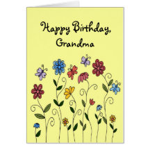 Happy Birthday flowers & butterflies card