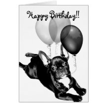 Happy Birthday French Bulldog greeting card