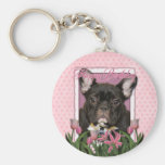 Happy Birthday - French Bulldog - Teal Key Chain