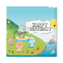happy birthday from cute dinosaur island magnet
