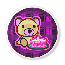 Happy birthday from pink teddy bear magnet