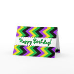 Happy Birthday Green and Colours Chevron Pattern