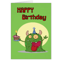 Happy Birthday Green Monster Greeting Card