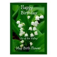Happy Birthday Lily of the Valley May Birth Flower Card