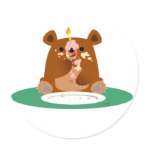 Happy Birthday, little bear!! Round Stickers