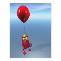 Happy Birthday Little Red Robot Postcard