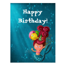 Happy Birthday Mermaid -custom text- Postcard