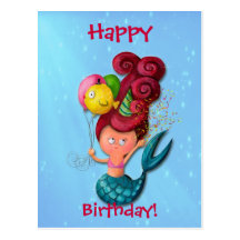 Happy Birthday Mermaid -custom text- Postcard