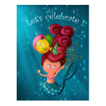 Happy Birthday Mermaid Post Card