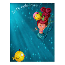 Happy Birthday Mermaid Post Cards